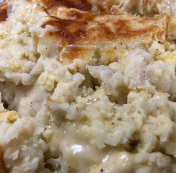 Baked Mashed Potato with Cauliflower, Swiss Cheese, and Spike Seasoning