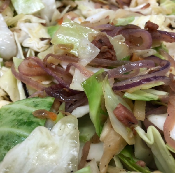 Fennel, Bacon and Caramelized Onion Braised Cabbage