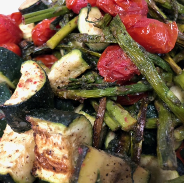 Roasted Asparagus, Zucchini, & Grape Tomato